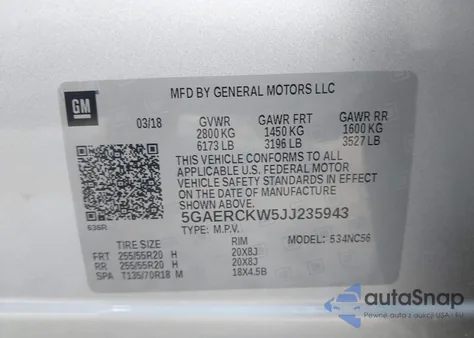 2018 Buick Enclave Premium z USA, uszkodzony, nr VIN 5GAERCKW5JJ235943